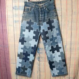 Custom levis patchwork jeans